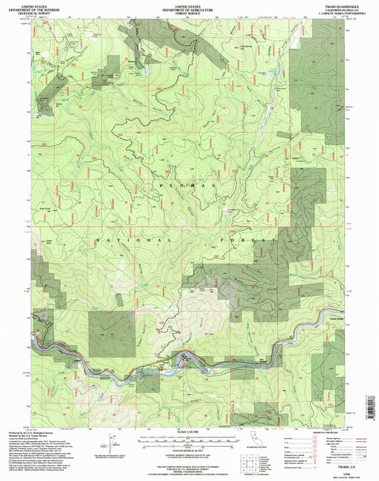 Classic USGS Twain California 7.5'x7.5' Topo Map Image