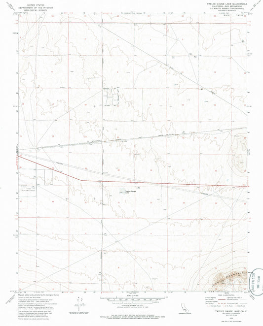 Classic USGS Twelve Gauge Lake California 7.5'x7.5' Topo Map Image