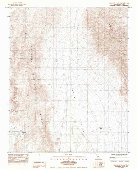 Classic USGS Twelvemile Spring California 7.5'x7.5' Topo Map Image
