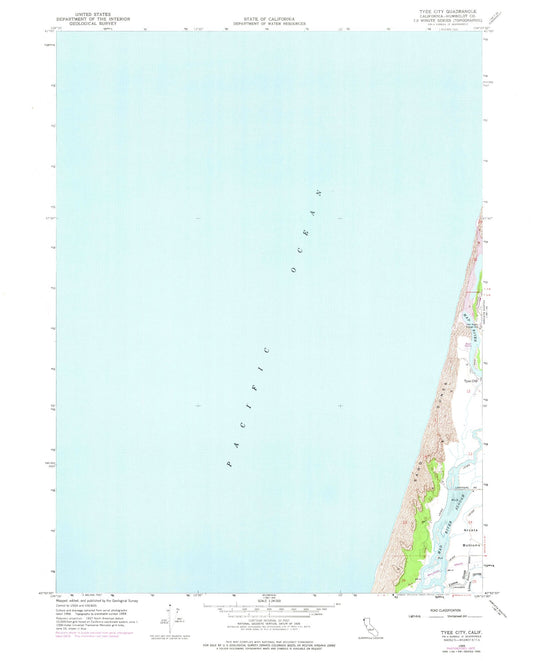 Classic USGS Tyee City California 7.5'x7.5' Topo Map Image