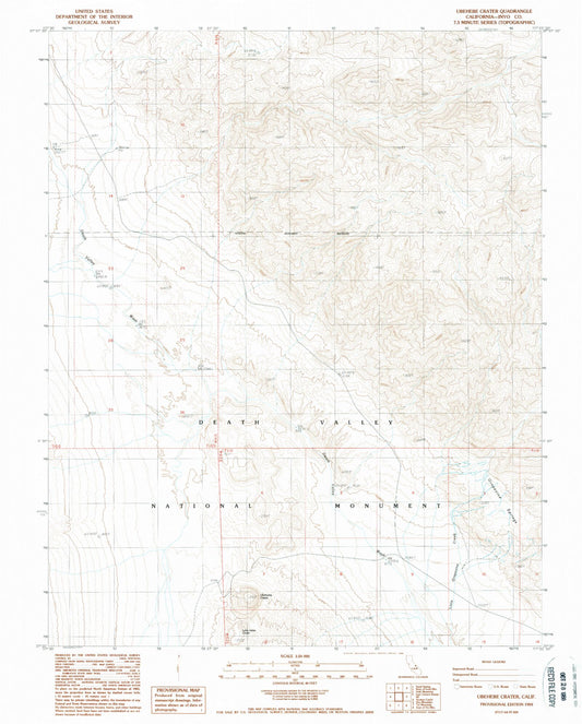 Classic USGS Ubehebe Crater California 7.5'x7.5' Topo Map Image