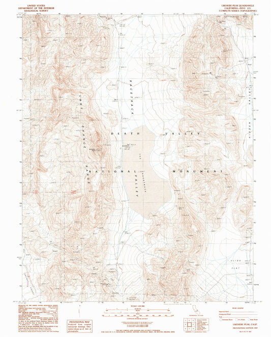 Classic USGS Ubehebe Peak California 7.5'x7.5' Topo Map Image