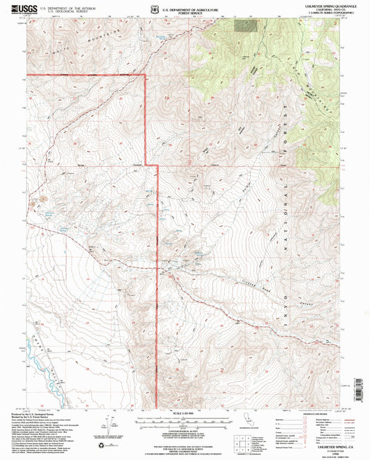 Classic USGS Uhlmeyer Spring California 7.5'x7.5' Topo Map Image