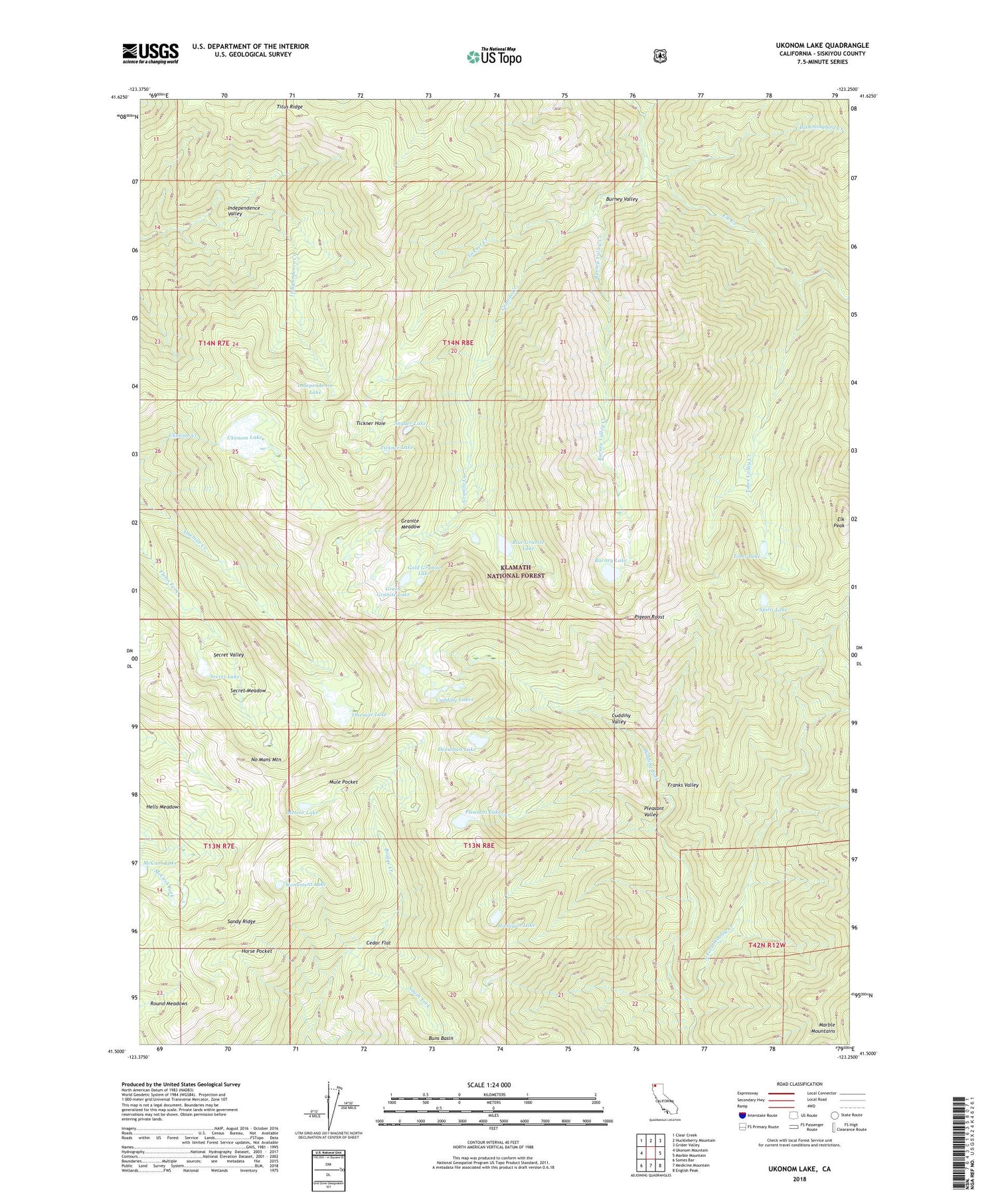 Ukonom Lake California US Topo Map Image