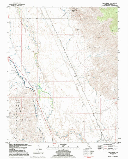 Classic USGS Union Wash California 7.5'x7.5' Topo Map Image