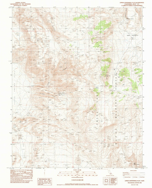 Classic USGS Upper Centennial Flat California 7.5'x7.5' Topo Map Image