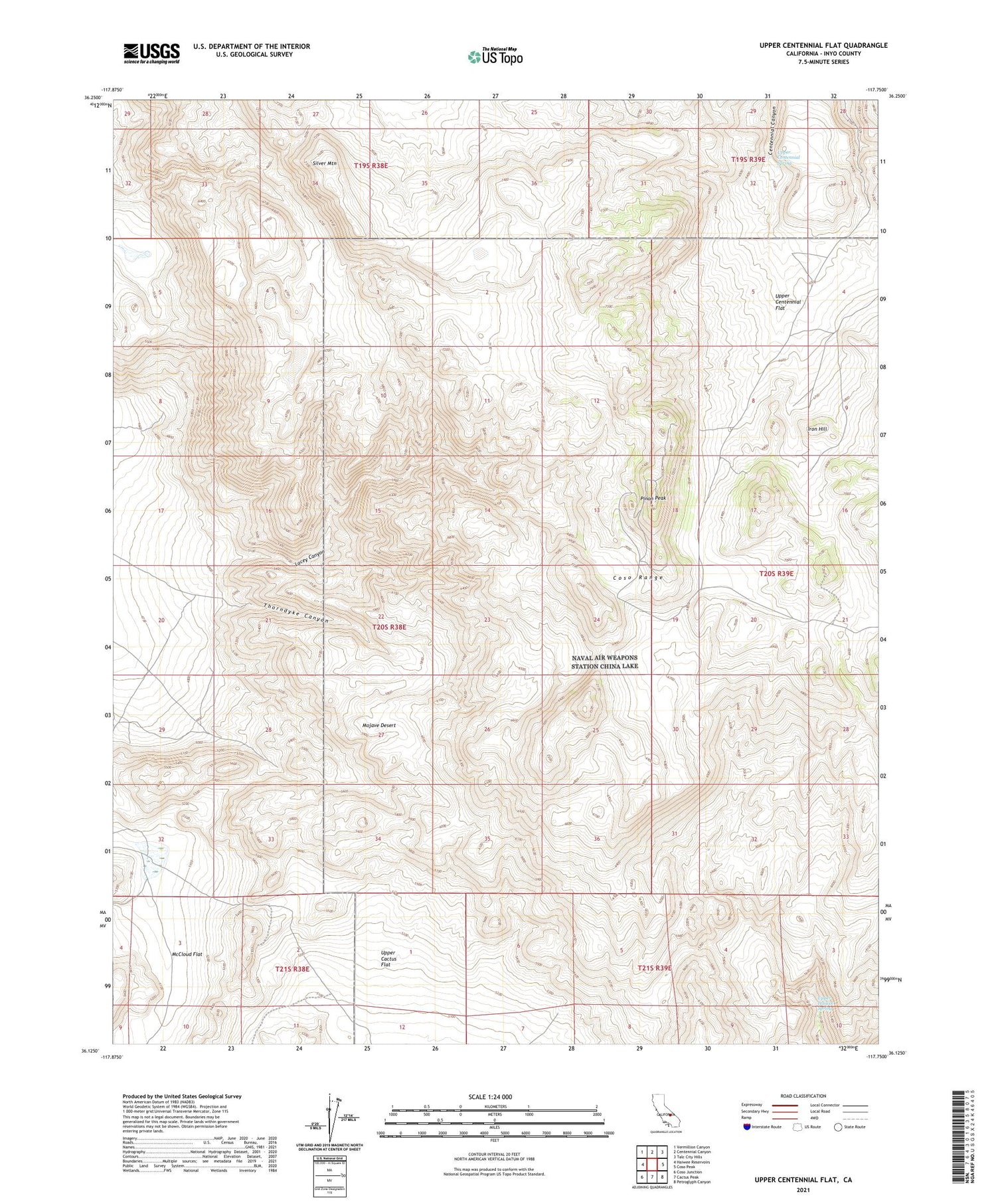 Upper Centennial Flat California US Topo Map Image