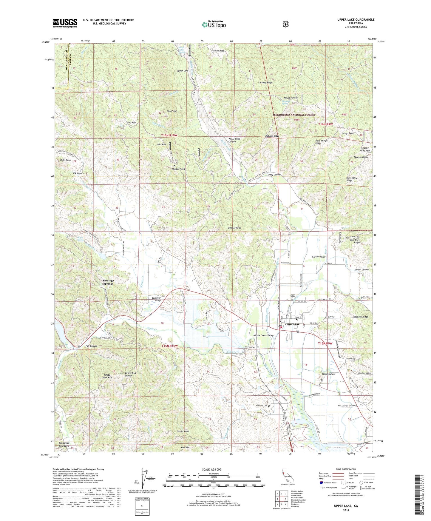 Upper Lake California US Topo Map Image