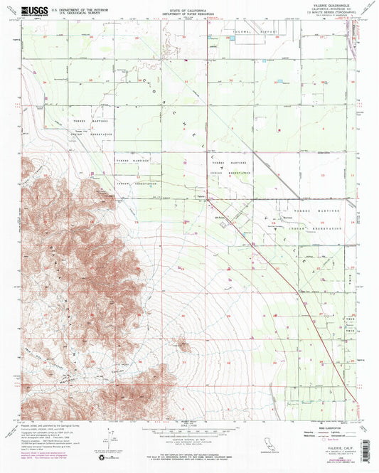 Classic USGS Valerie California 7.5'x7.5' Topo Map Image
