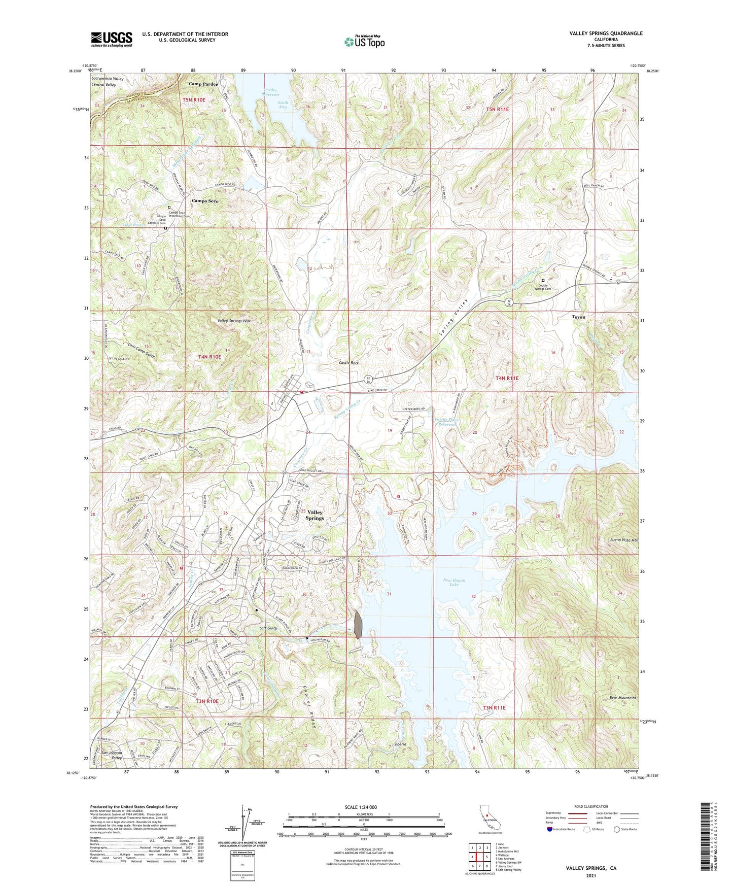 Valley Springs California US Topo Map Image
