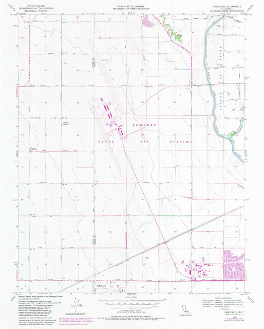 Classic USGS Vanguard California 7.5'x7.5' Topo Map Image