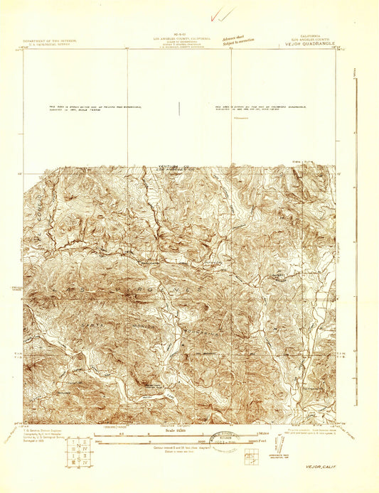 Classic USGS Vejor California 7.5'x7.5' Topo Map Image