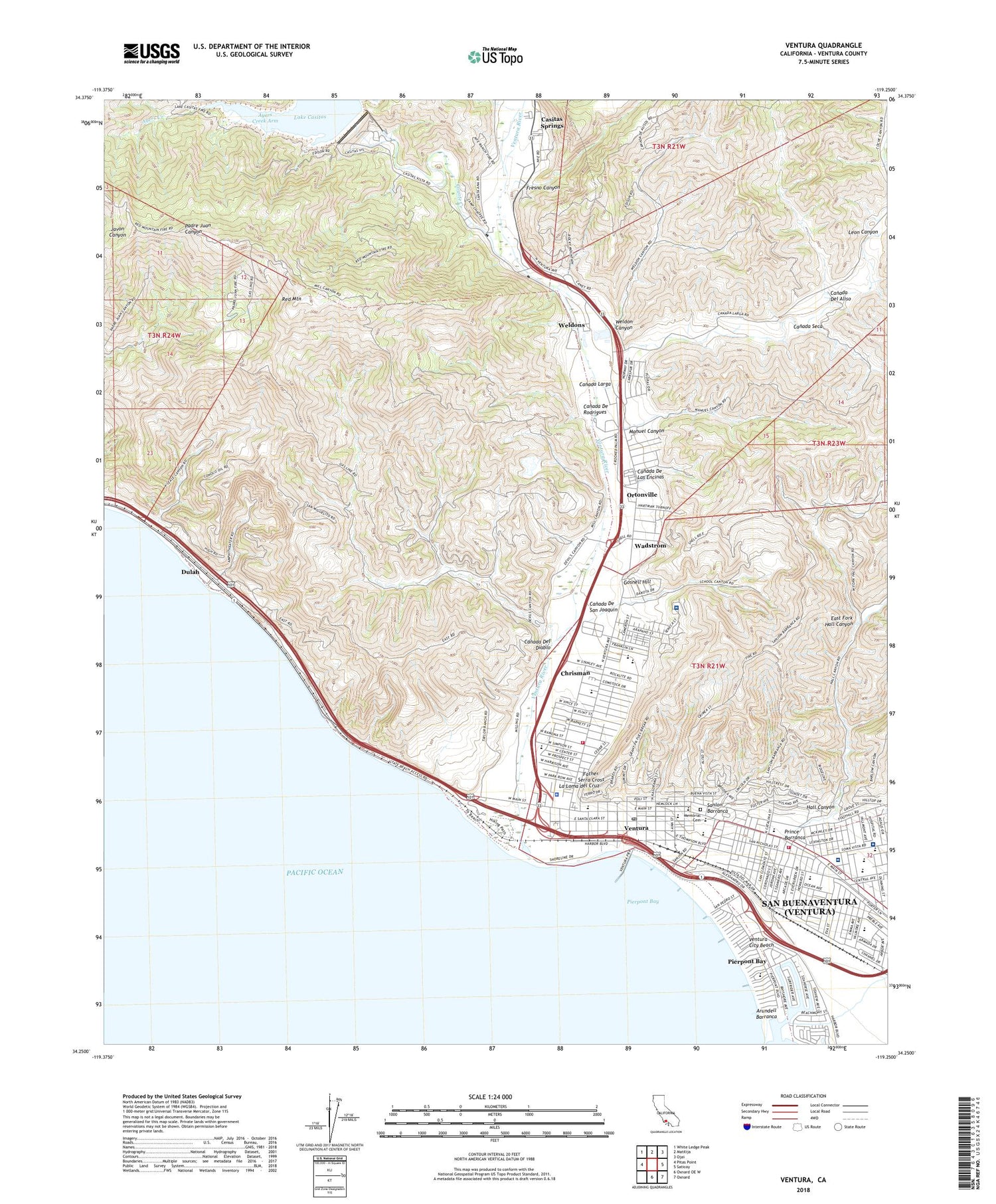 Ventura California US Topo Map Image