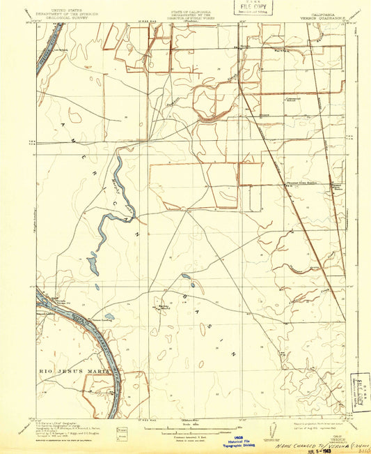 Classic USGS Verona California 7.5'x7.5' Topo Map Image