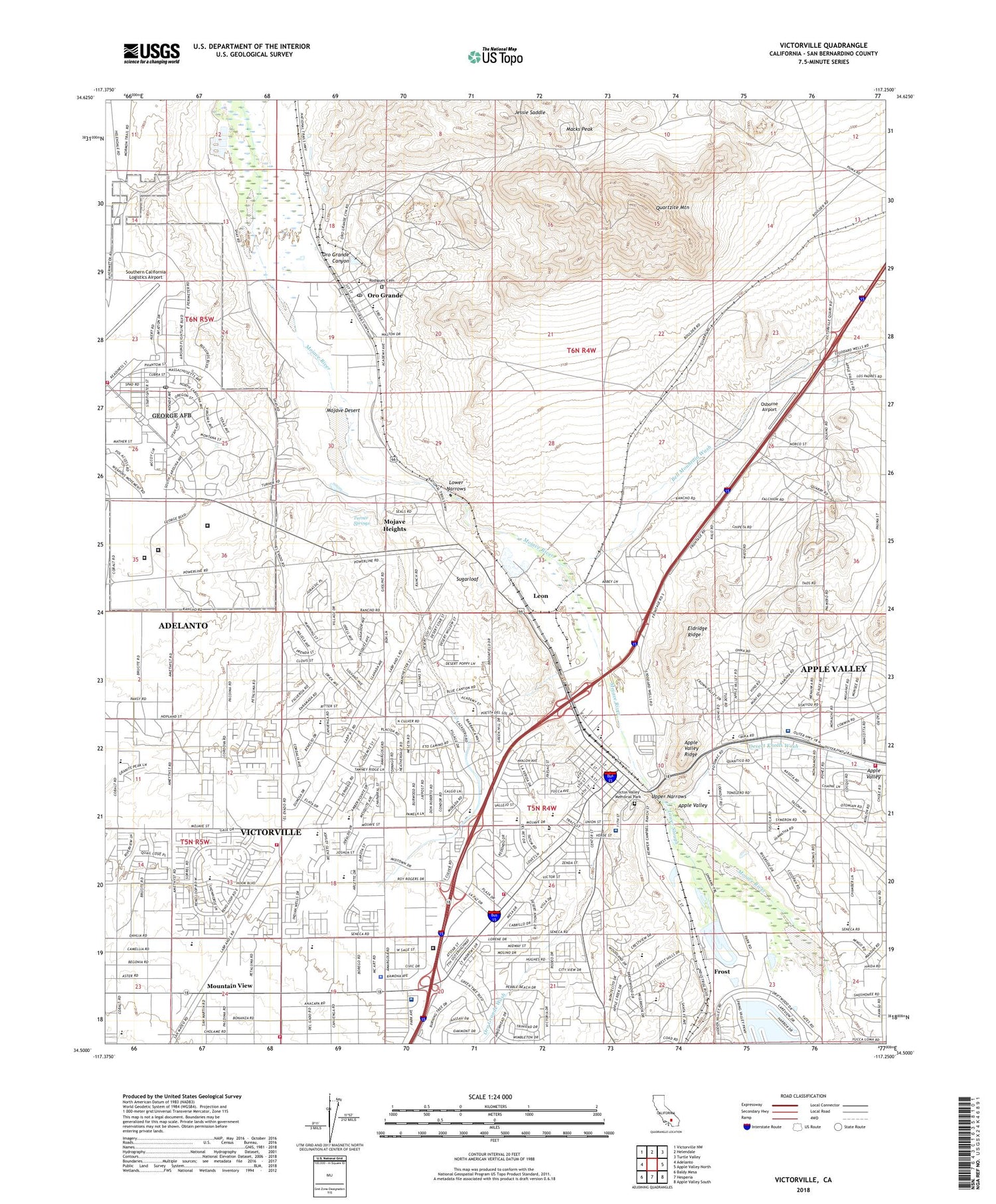 Victorville California US Topo Map Image