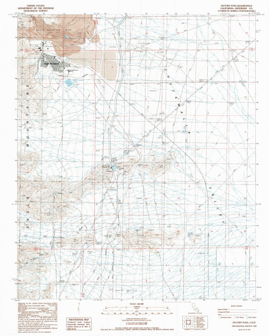 Classic USGS Victory Pass California 7.5'x7.5' Topo Map Image