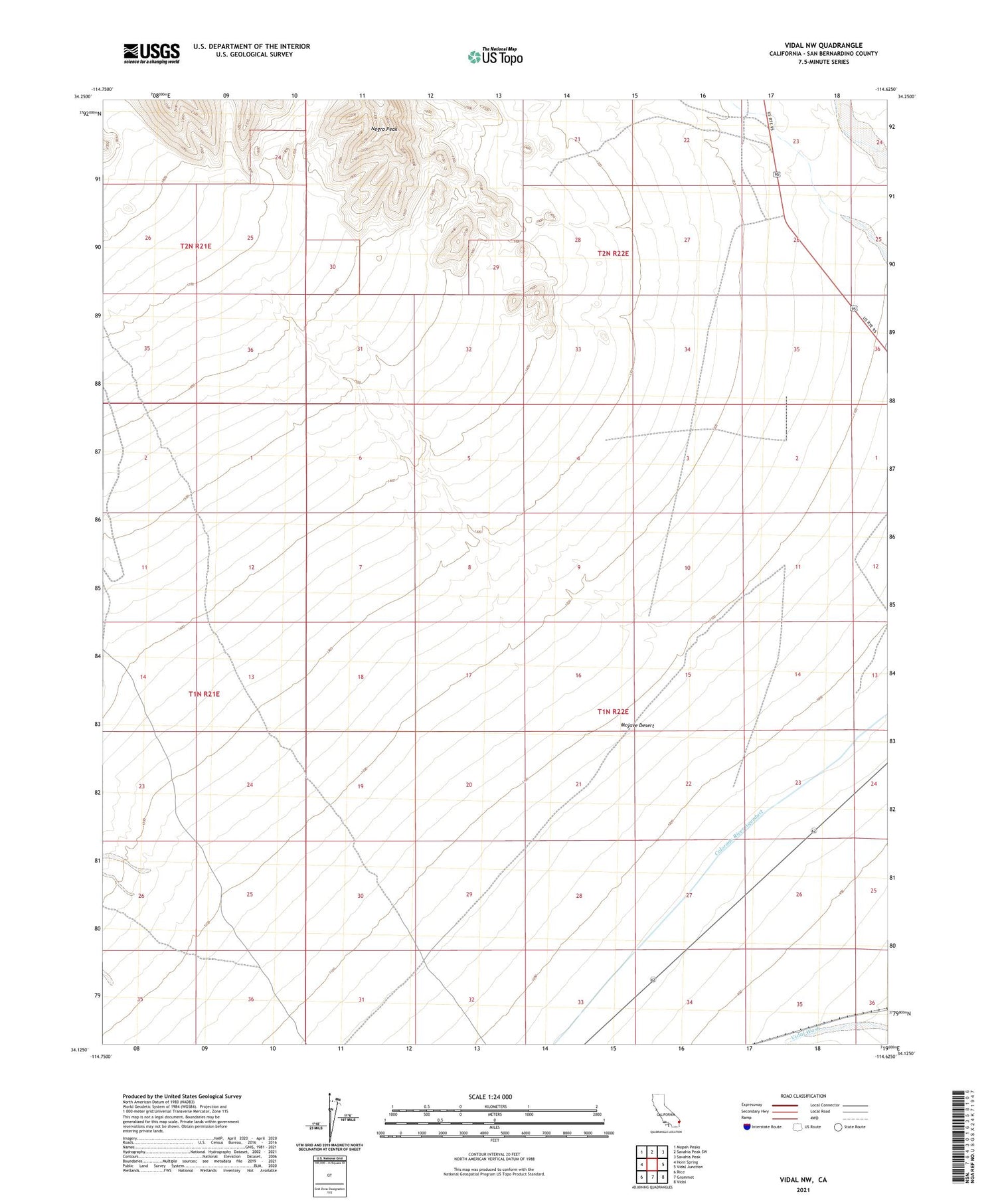 Vidal NW California US Topo Map Image