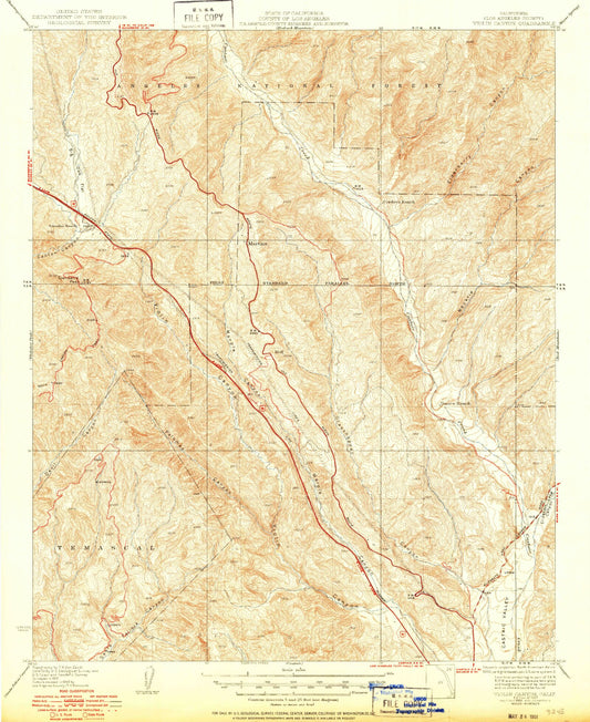 Classic USGS Violin Canyon California 7.5'x7.5' Topo Map Image