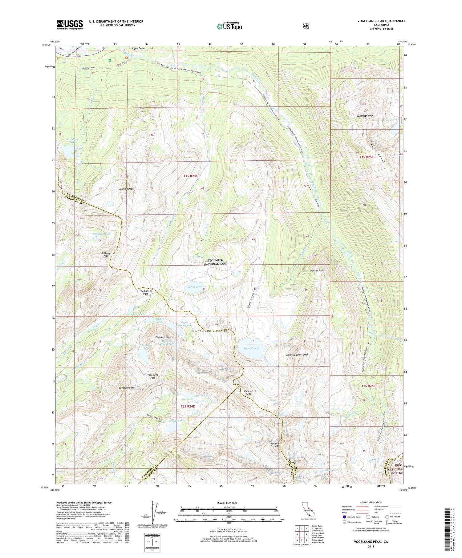 Vogelsang Peak California US Topo Map Image