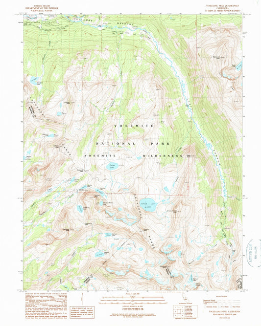 USGS Classic Vogelsang Peak California 7.5'x7.5' Topo Map Image