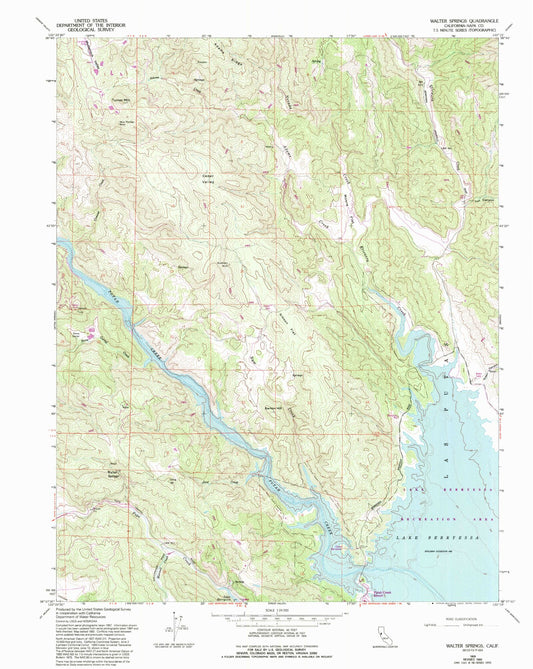 Classic USGS Walter Springs California 7.5'x7.5' Topo Map Image