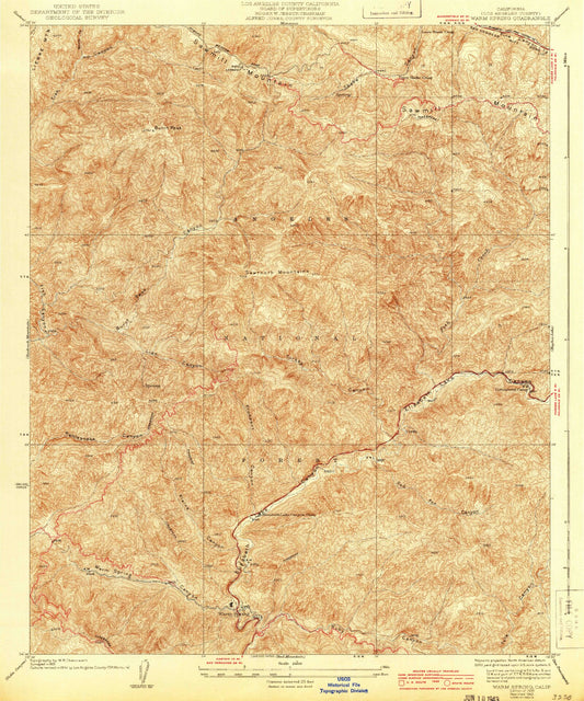 Classic USGS Warm Spring California 7.5'x7.5' Topo Map Image
