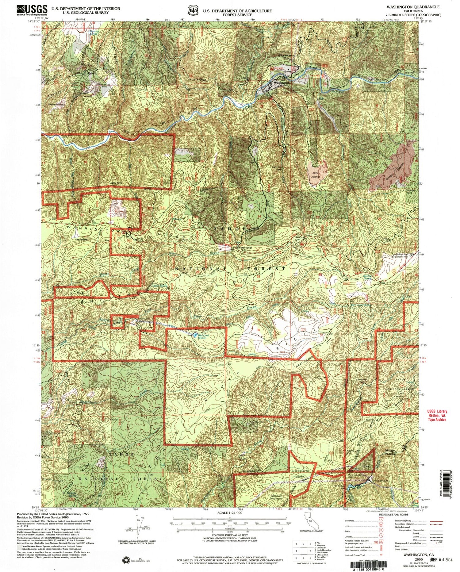Classic USGS Washington California 7.5'x7.5' Topo Map Image
