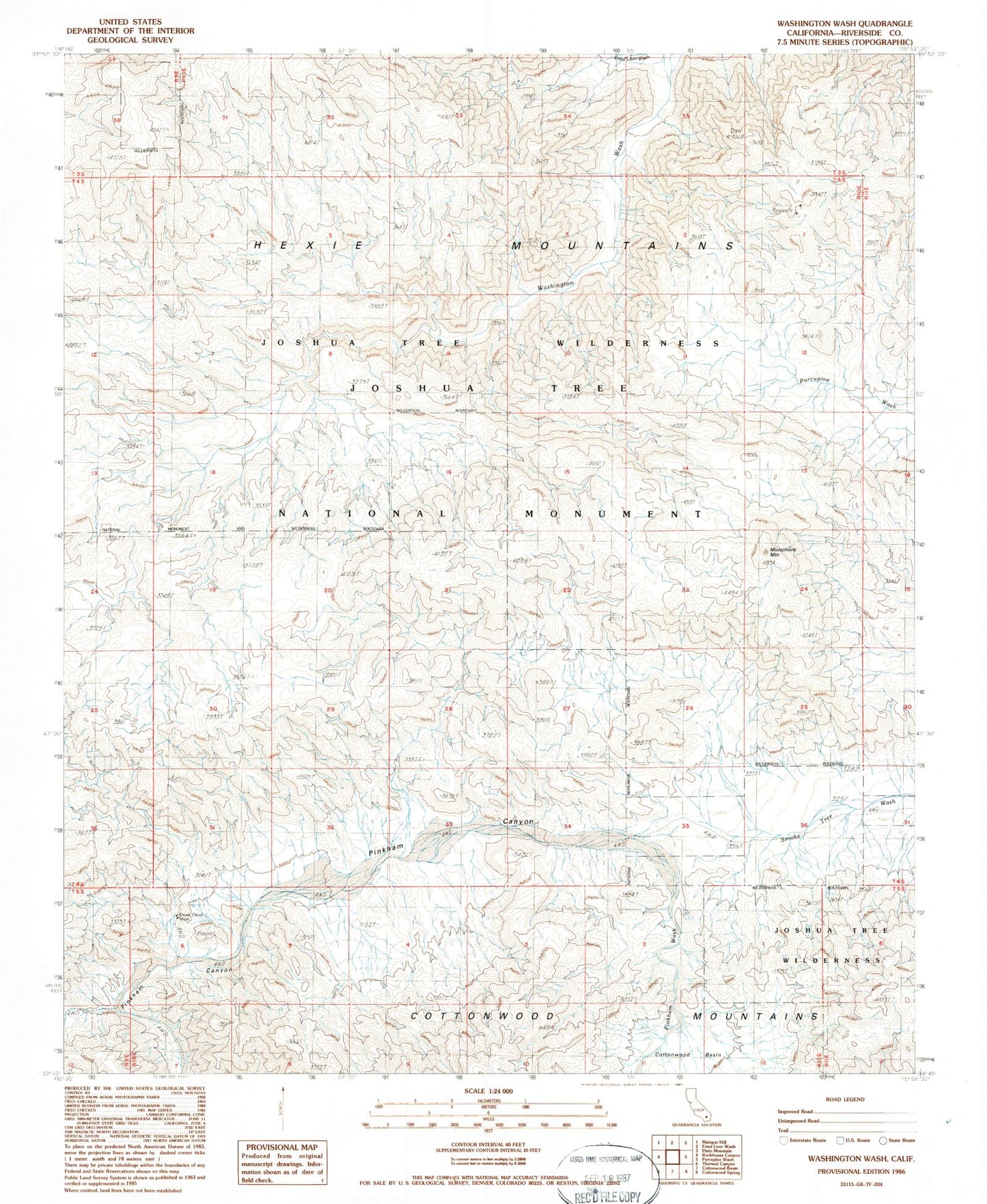 Classic USGS Washington Wash California 7.5'x7.5' Topo Map Image