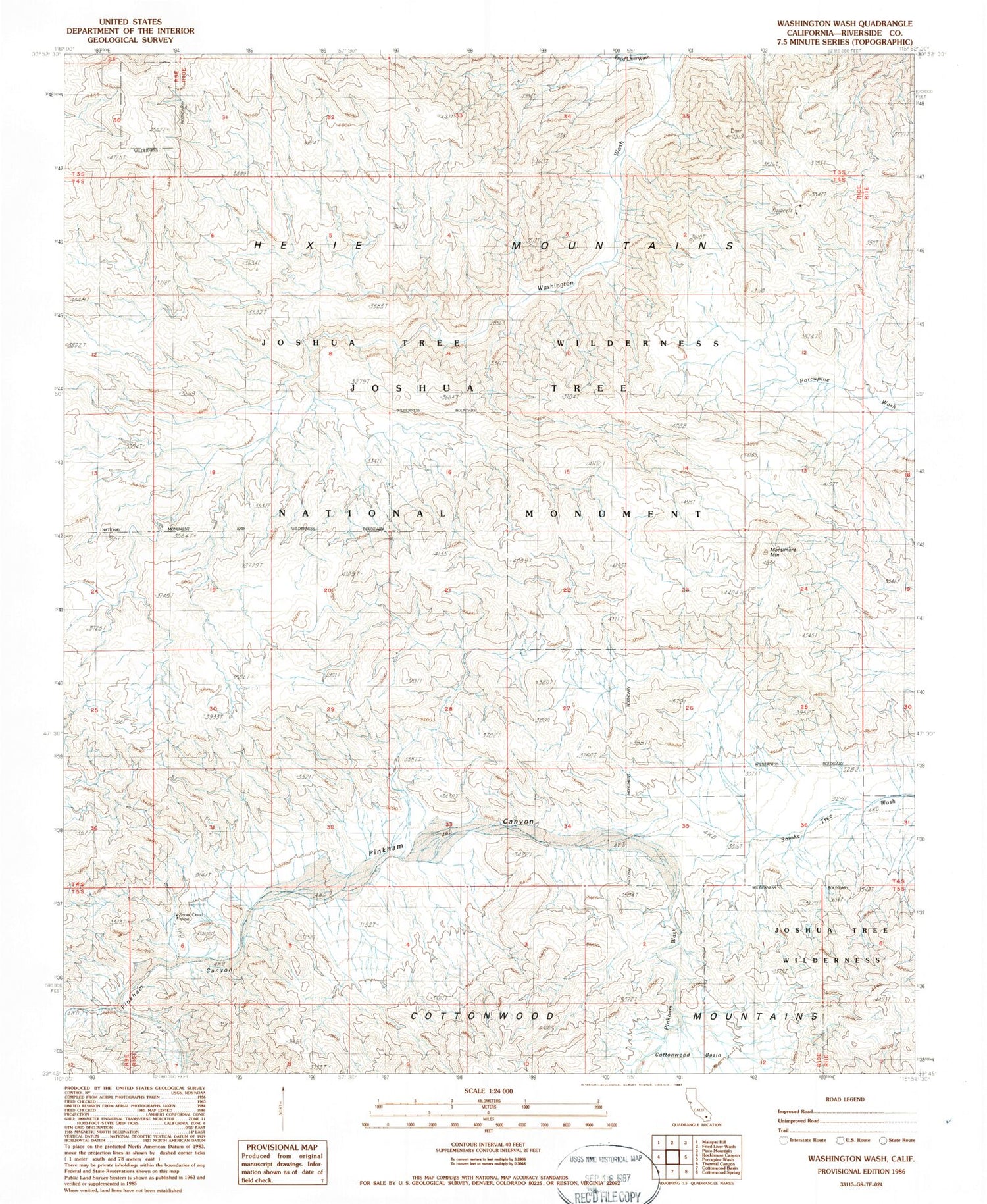 Classic USGS Washington Wash California 7.5'x7.5' Topo Map Image