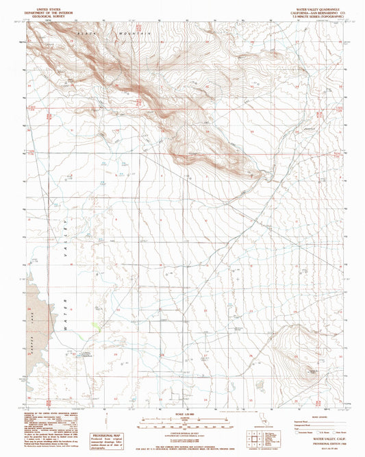 Classic USGS Water Valley California 7.5'x7.5' Topo Map Image