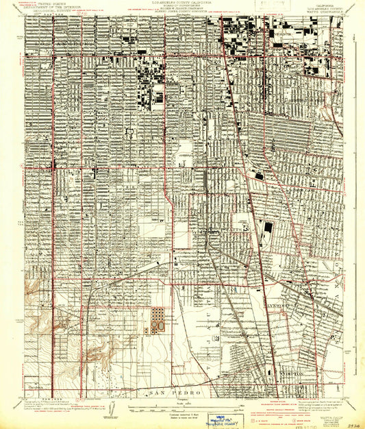 Classic USGS Watts California 7.5'x7.5' Topo Map Image