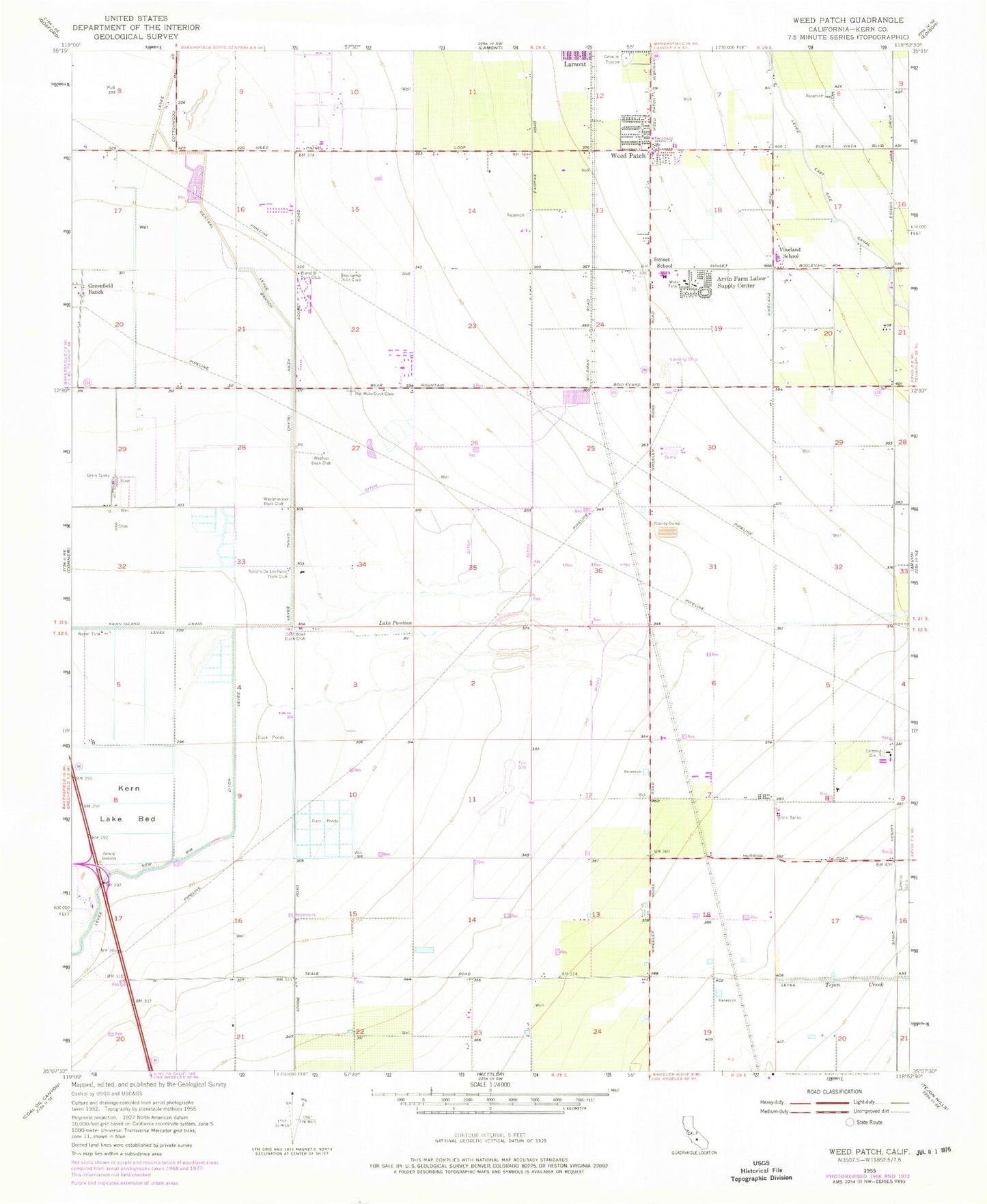 Classic USGS Weed Patch California 7.5'x7.5' Topo Map Image