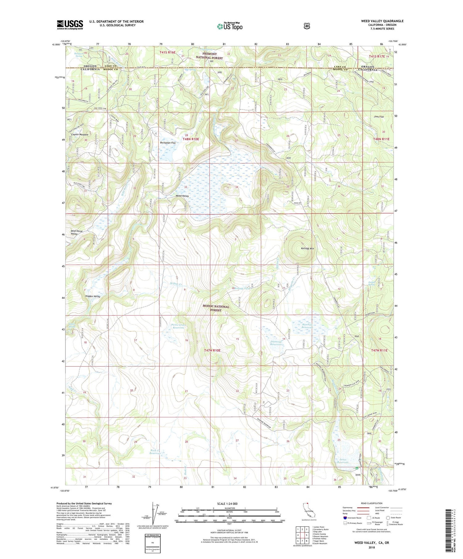 Weed Valley California US Topo Map Image