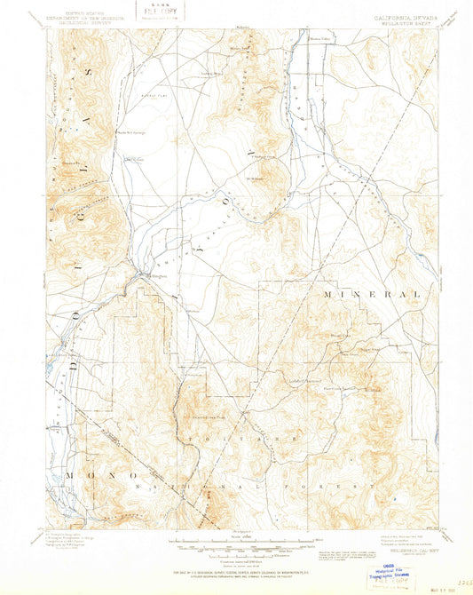 Historic 1893 Wellington Nevada 30'x30' Topo Map Image