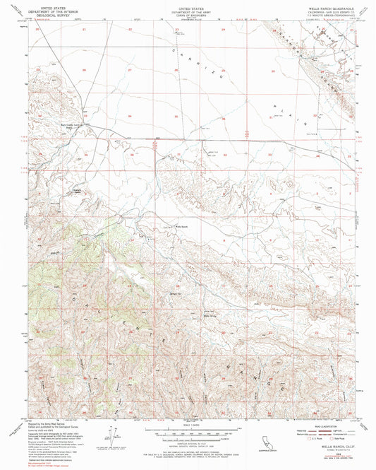 Classic USGS Wells Ranch California 7.5'x7.5' Topo Map Image
