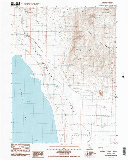 Classic USGS Wendel California 7.5'x7.5' Topo Map Image