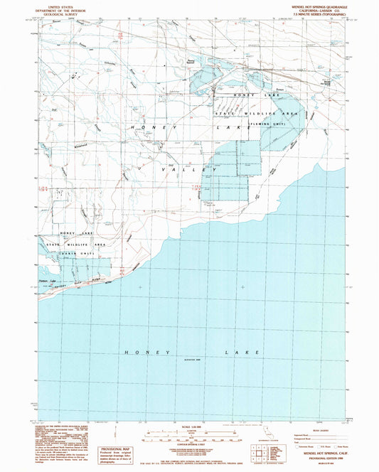 Classic USGS Wendel Hot Springs California 7.5'x7.5' Topo Map Image