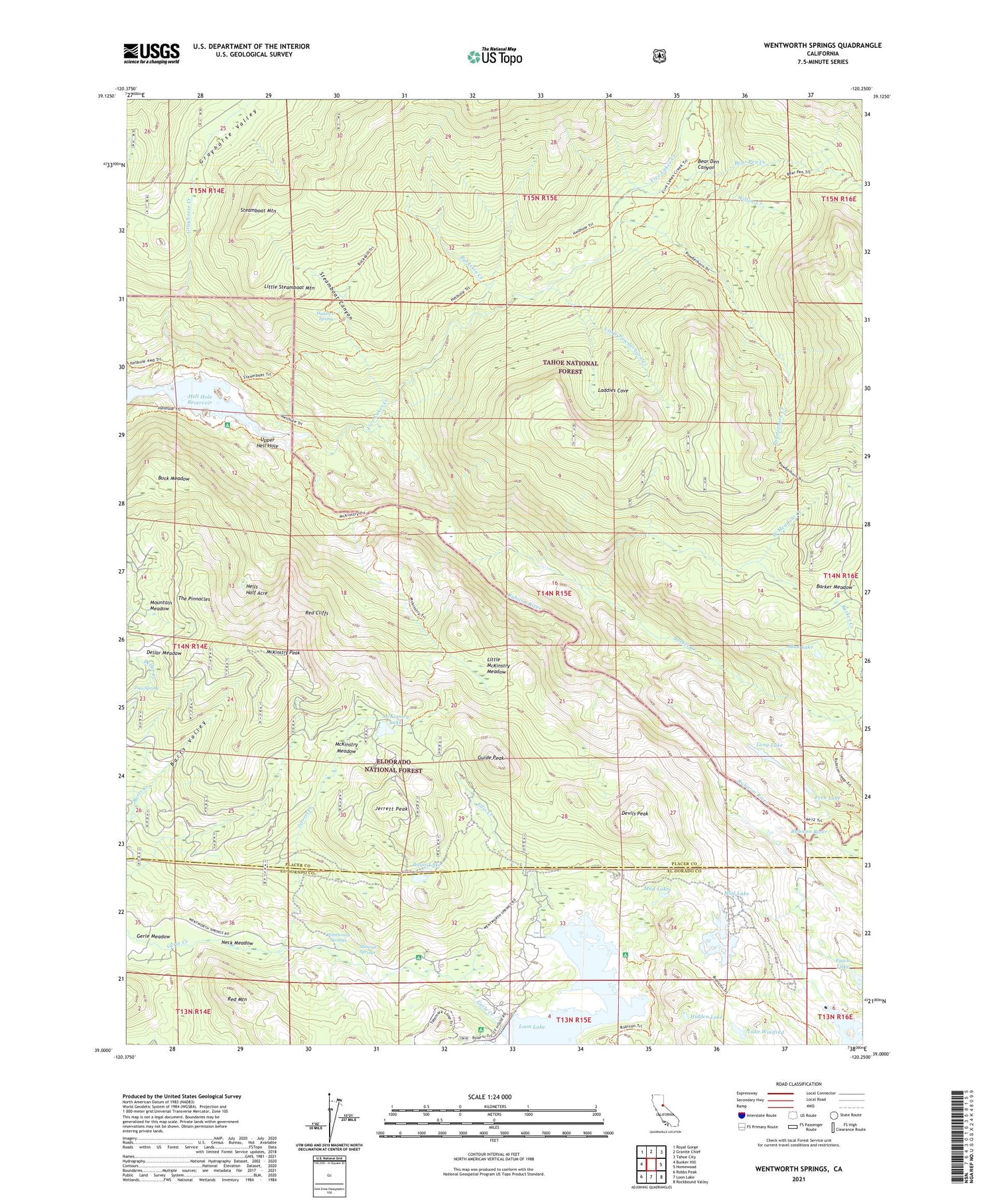 Wentworth Springs California US Topo Map Image