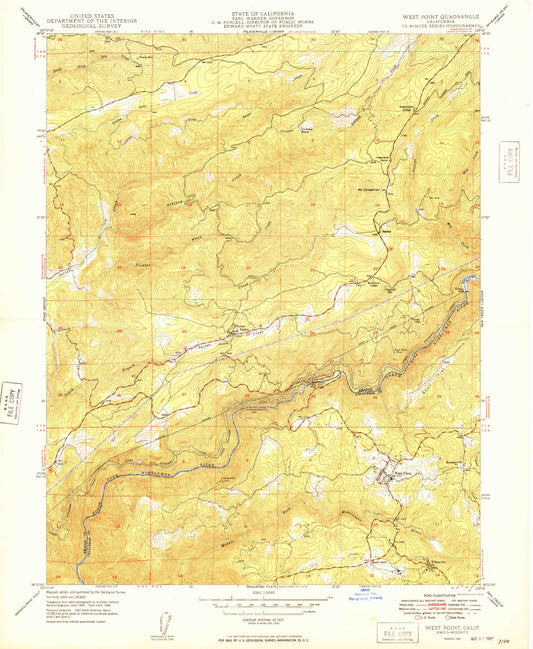 Classic USGS West Point California 7.5'x7.5' Topo Map Image