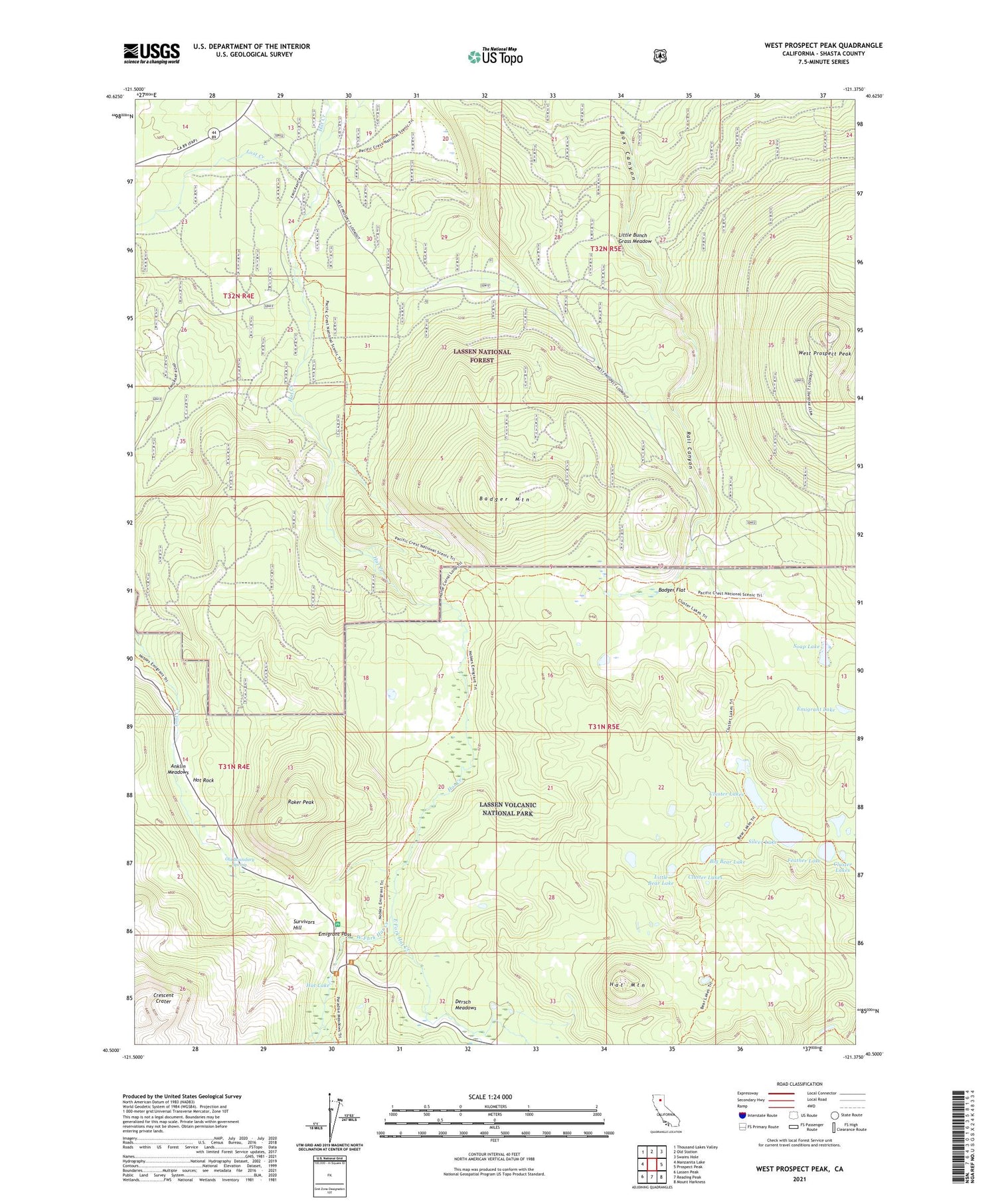 West Prospect Peak California US Topo Map Image