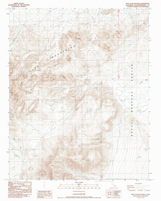 Classic USGS West of Black Hills California 7.5'x7.5' Topo Map Image