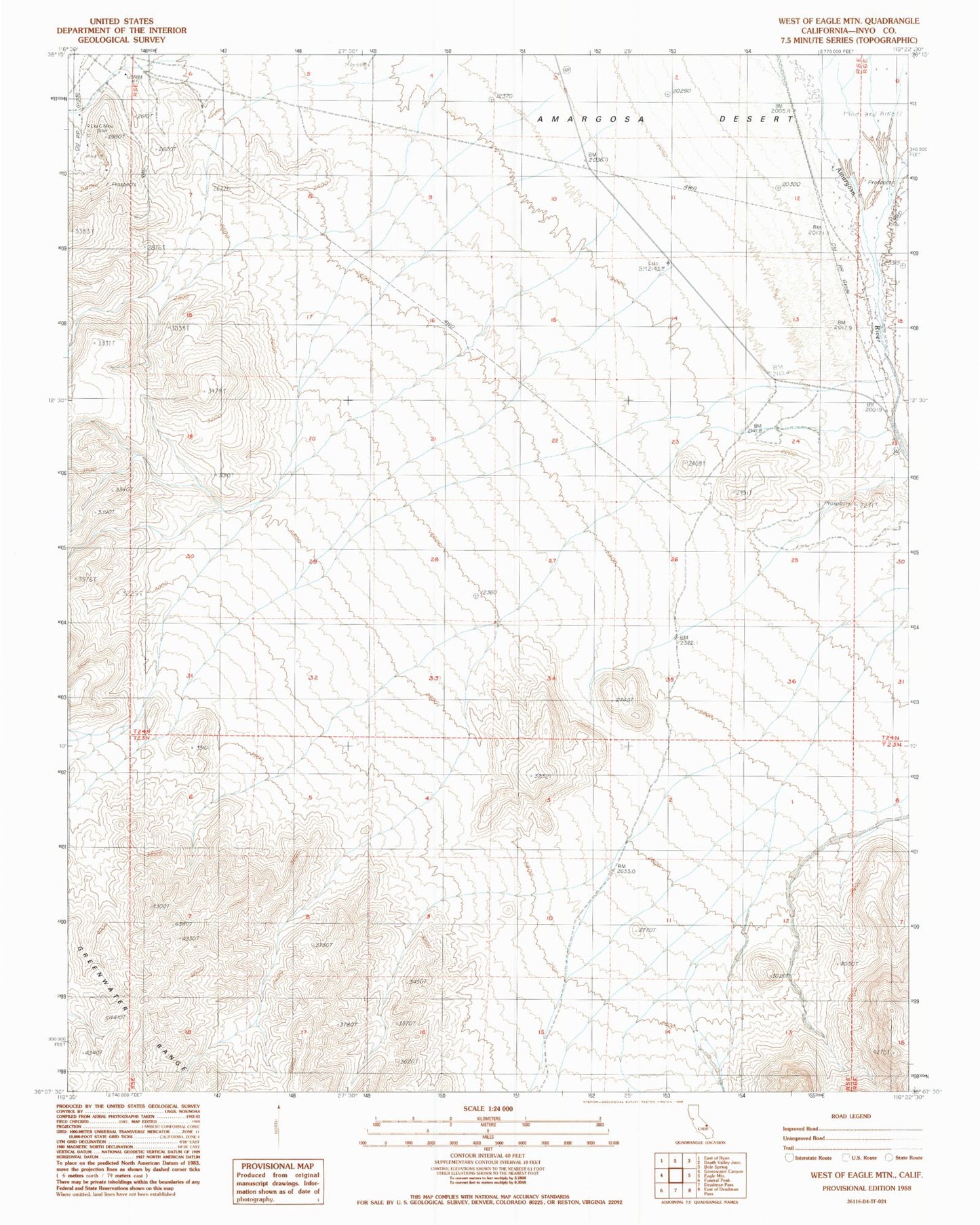 Classic USGS West of Eagle Mountain California 7.5'x7.5' Topo Map Image