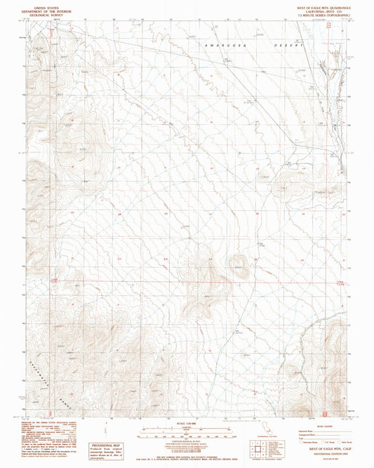 Classic USGS West of Eagle Mountain California 7.5'x7.5' Topo Map Image