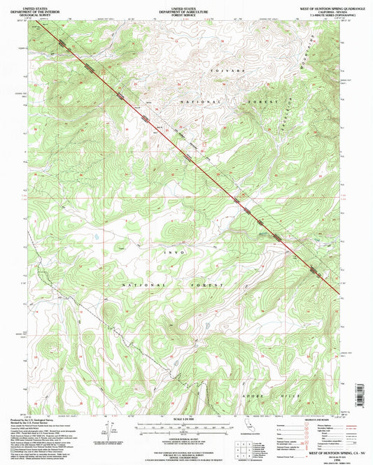 Classic USGS West of Huntoon Spring California 7.5'x7.5' Topo Map Image