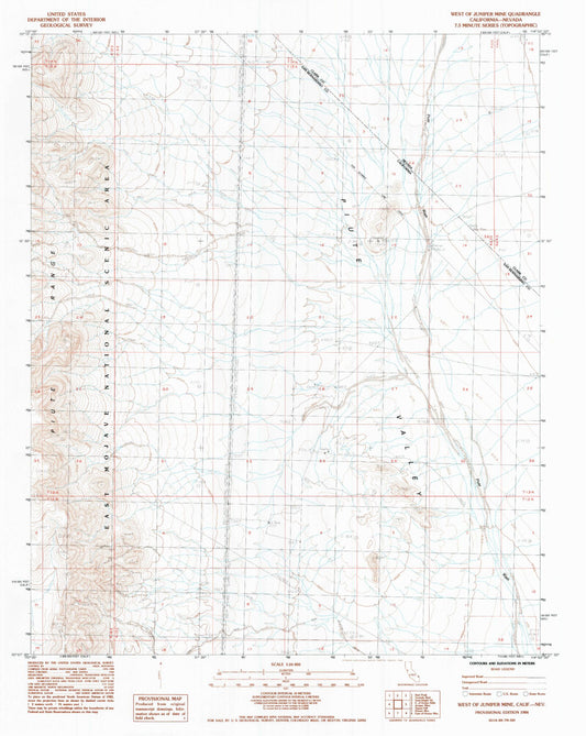 Classic USGS West of Juniper Mine California 7.5'x7.5' Topo Map Image