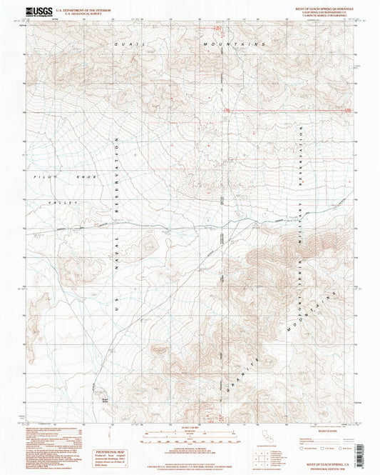 Classic USGS West of Leach Spring California 7.5'x7.5' Topo Map Image