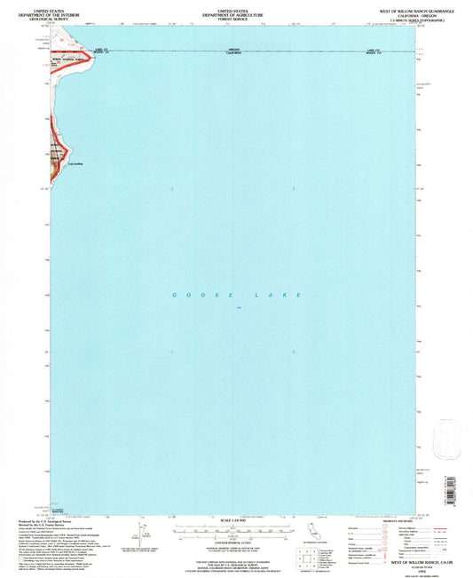 Classic USGS West of Willow Ranch California 7.5'x7.5' Topo Map Image