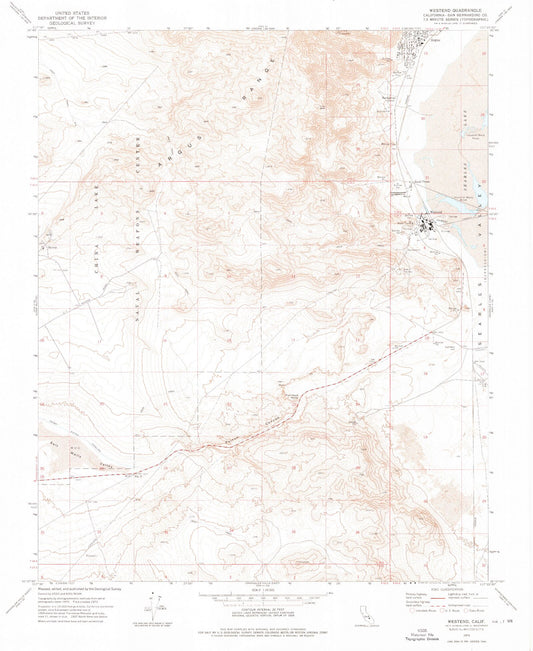 Classic USGS Westend California 7.5'x7.5' Topo Map Image