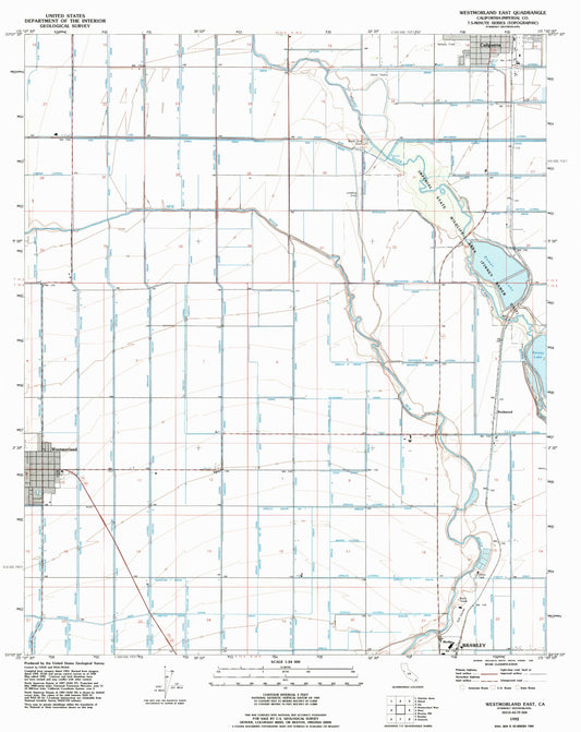 Classic USGS Westmorland East California 7.5'x7.5' Topo Map Image