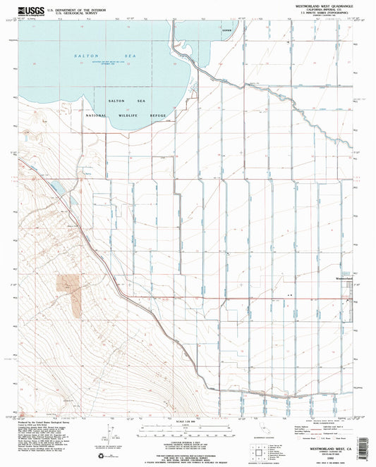 Classic USGS Westmorland West California 7.5'x7.5' Topo Map Image